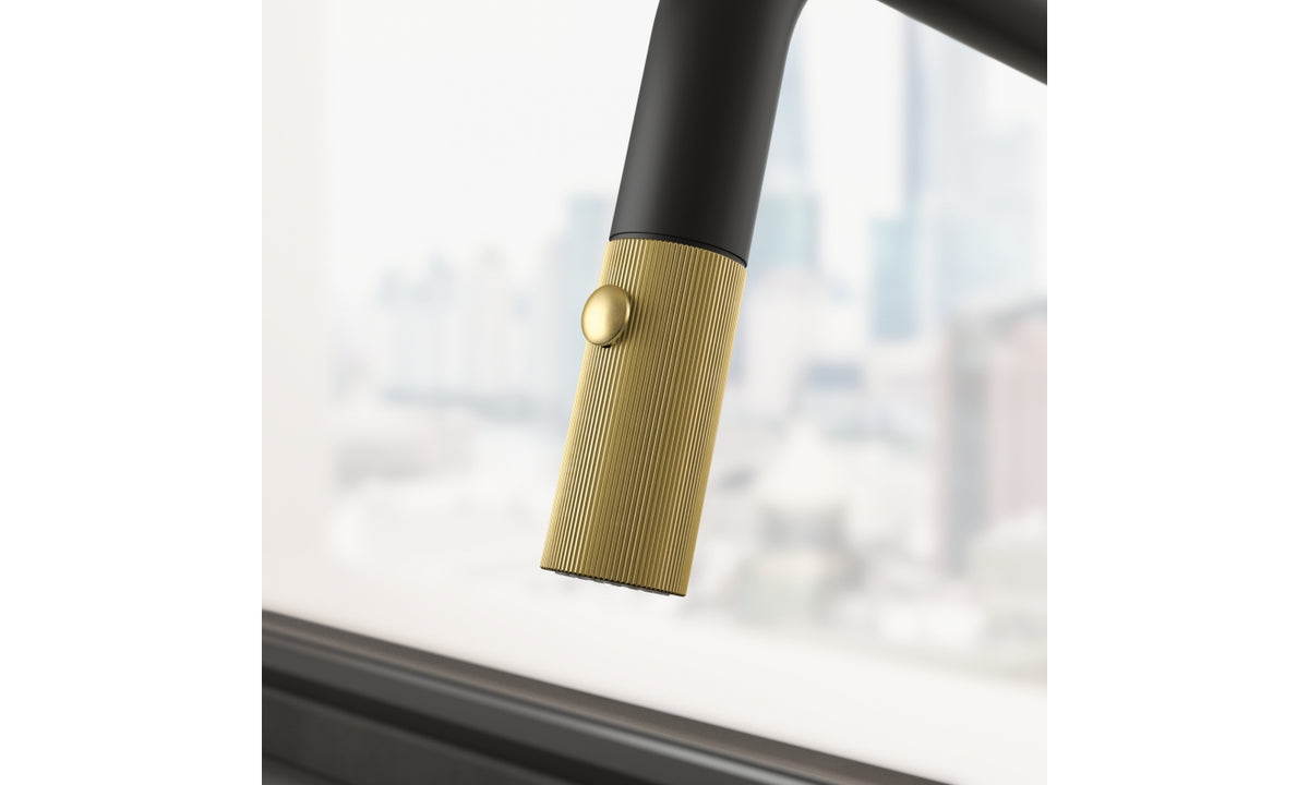 Franke Maris Stripes U Pull Down MattBlack/Gold